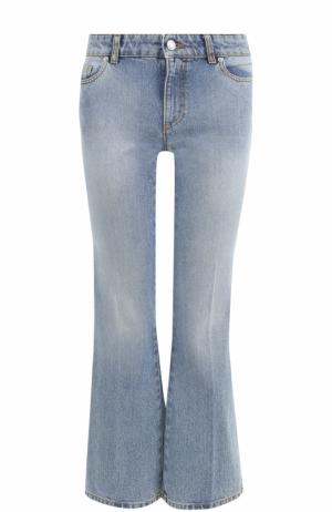 Укороченные расклешенные джинсы с потертостями Alexander McQueen. Цвет: голубой