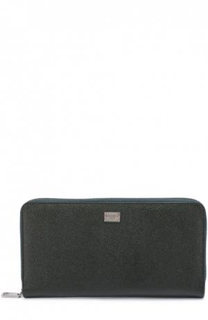 Кожаное портмоне на молнии с отделением для кредитных карт Dolce & Gabbana. Цвет: темно-зеленый