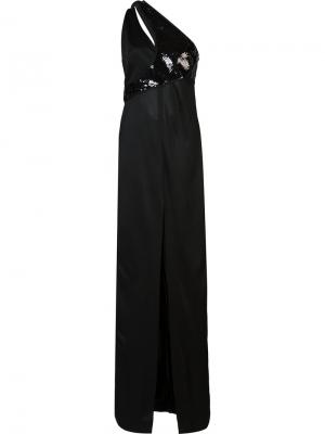 Платье на одно плечо с пайетками Mugler. Цвет: чёрный