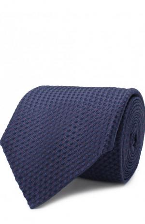 Шелковый галстук с узором HUGO. Цвет: темно-синий