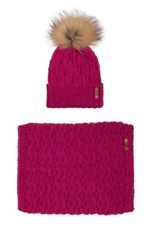 Комплект: шапка, снуд SAVA MARI. Цвет: ярко-розовый