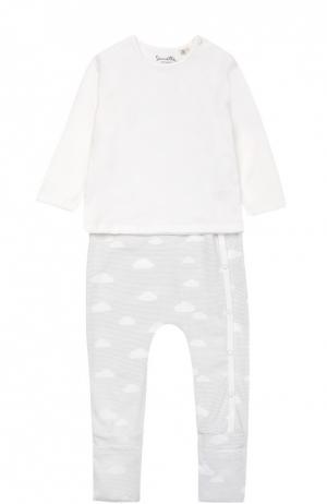 Пижама из хлопка с принтом Sanetta Fiftyseven. Цвет: белый