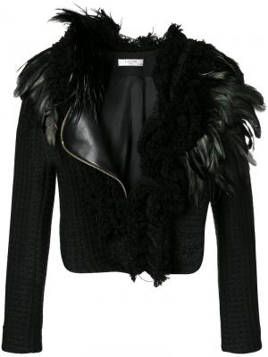 Куртка с отделкой перьями Lanvin. Цвет: чёрный