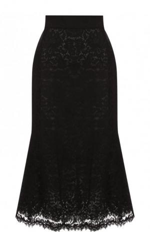 Однотонная кружевная юбка-миди Dolce & Gabbana. Цвет: черный