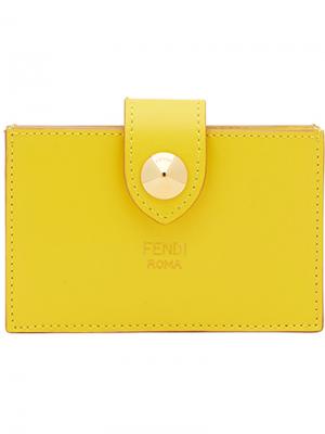 Визитница на кнопке Fendi. Цвет: жёлтый и оранжевый