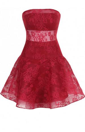 Кружевное платье-бюстье с пышной юбкой Basix Black Label. Цвет: бордовый