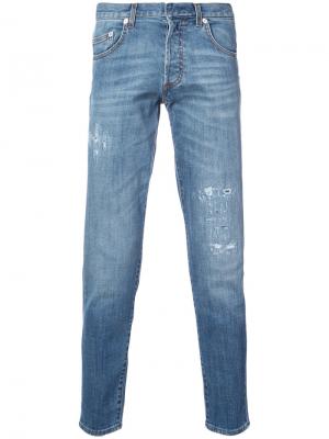 Прямые джинсы с рваными деталями Dior Homme. Цвет: синий
