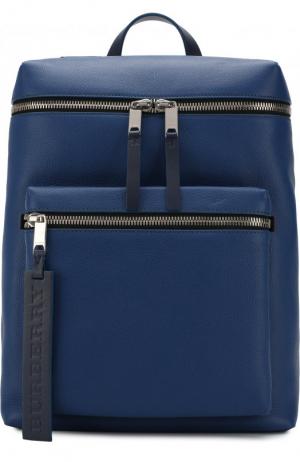 Кожаный рюкзак с внешним карманом на молнии Burberry. Цвет: синий