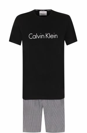 Хлопковая пижама с шортами Calvin Klein Underwear. Цвет: черный