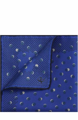 Шелковый платок с принтом Canali. Цвет: синий