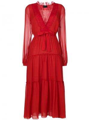 Платье с кружевной отделкой Giambattista Valli. Цвет: красный