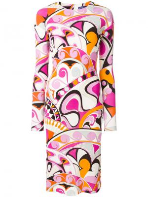 Платье миди с длинными рукавами Emilio Pucci. Цвет: многоцветный