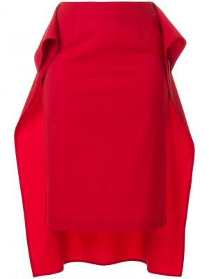 Драпированная юбка с неравномерным подолом Mm6 Maison Margiela. Цвет: красный
