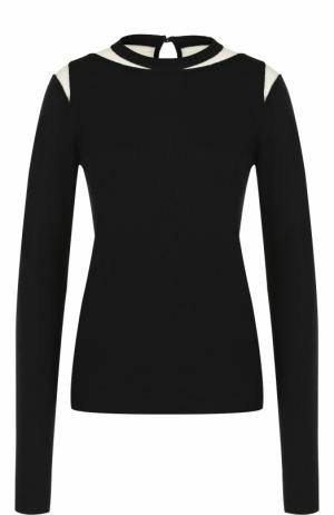 Шерстяной пуловер с прозрачными вставками Oscar de la Renta. Цвет: черный