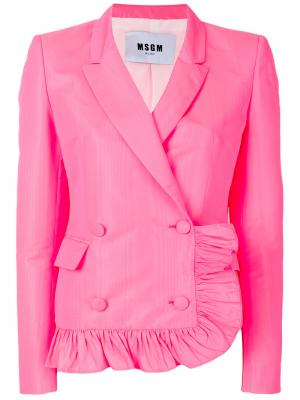 Пиджак с оборкой MSGM. Цвет: розовый и фиолетовый
