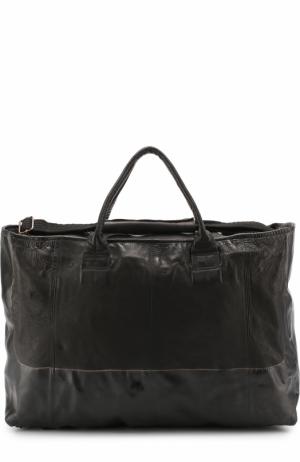 Кожаная дорожная сумка с плечевым ремнем OXS rubber soul. Цвет: черный