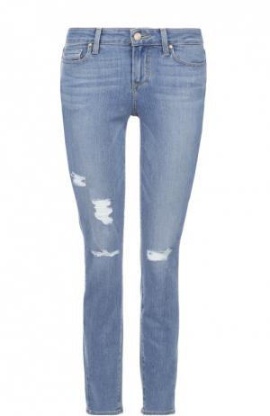 Укороченные джинсы-скинни с потертостями Paige. Цвет: синий