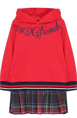 Хлопковое платье с капюшоном Dolce & Gabbana. Цвет: красный