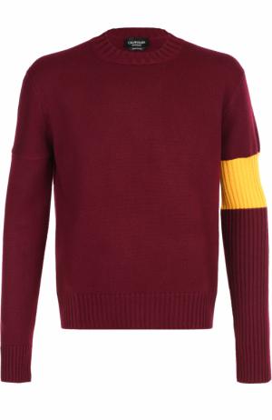 Кашемировый свитер с контрастной вставкой CALVIN KLEIN 205W39NYC. Цвет: бордовый