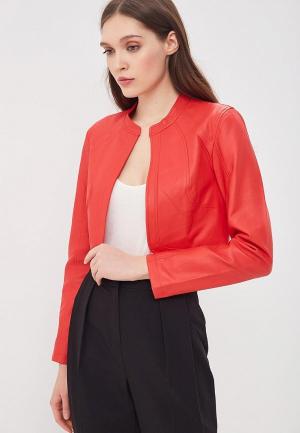 Куртка кожаная Jacqueline de Yong. Цвет: красный