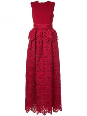 Кружевное платье с баской Antonio Berardi. Цвет: красный