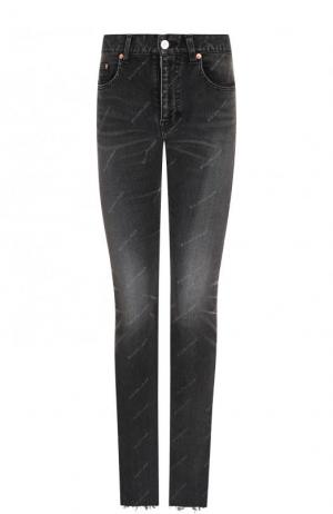 Укороченные джинсы прямого кроя с потертостями Balenciaga. Цвет: черный