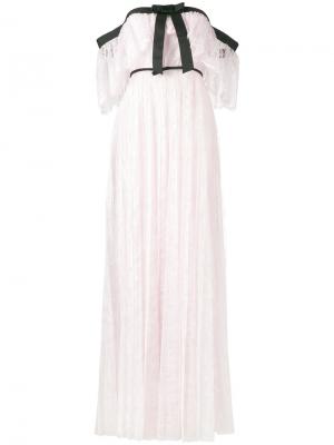 Плиссированное кружевное вечернее платье Giambattista Valli. Цвет: розовый и фиолетовый