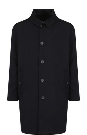 Однобортное шерстяное пальто на пуговицах с отложным воротником Lanvin. Цвет: темно-синий