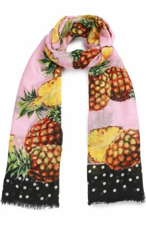 Кашемировый шарф с принтом Dolce & Gabbana. Цвет: разноцветный