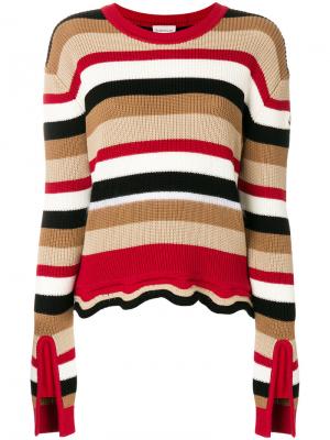 Полосатый свитер с рюшами Moncler. Цвет: многоцветный