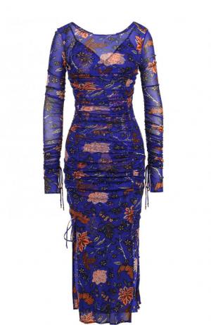 Драпированное платье-миди с цветочным принтом Diane Von Furstenberg. Цвет: разноцветный