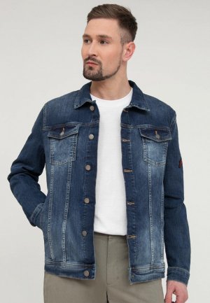 Куртка джинсовая Finn Flare. Цвет: синий