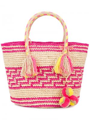 Плетеная сумка-тоут Simea Yosuzi. Цвет: телесный