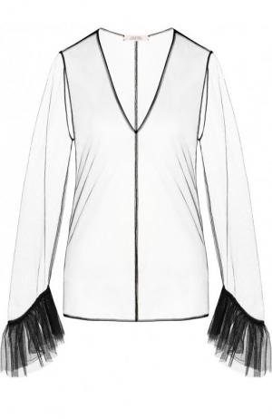 Полупрозрачная блуза с V-образным вырезом Dorothee Schumacher. Цвет: черный