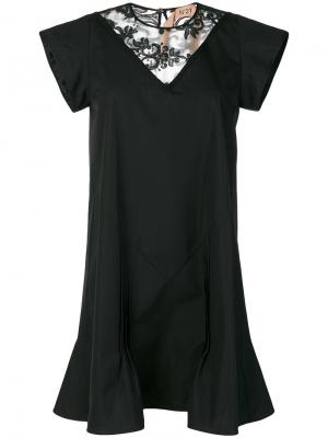 Мини-платье с кружевной вставкой Nº21. Цвет: чёрный