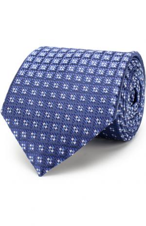 Шелковый галстук с узором Canali. Цвет: темно-синий