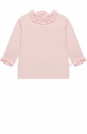 Пуловер из эластичного хлопка с оборками Il Gufo. Цвет: светло-розовый