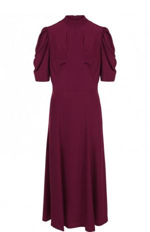 Приталенное платье-миди с воротником-стойкой Dries Van Noten. Цвет: бордовый