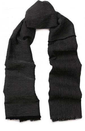 Льняной шарф в полоску Isabel Benenato. Цвет: черный