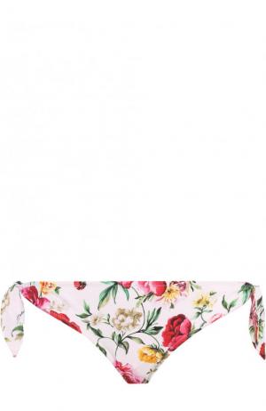 Плавки-бикини с цветочным принтом Dolce & Gabbana. Цвет: белый