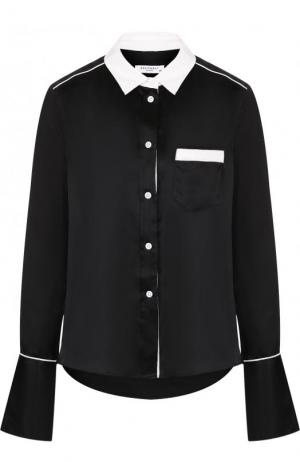 Шелковая блуза свободного кроя с контрастной отделкой Equipment. Цвет: черный