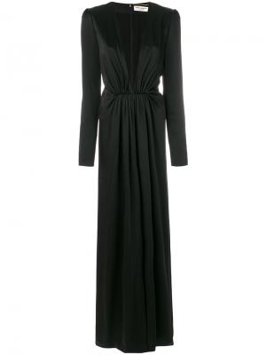 Вечернее платье с глубоким V-образным вырезом Saint Laurent. Цвет: чёрный