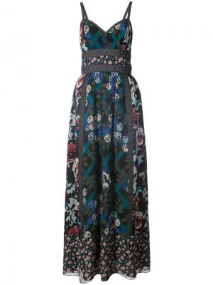 Платье с цветочным принтом Anna Sui. Цвет: синий
