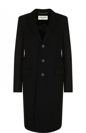 Шерстяное пальто прямого кроя Saint Laurent. Цвет: черный