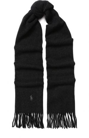 Шерстяной шарф с бахромой Polo Ralph Lauren. Цвет: черный