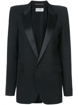 Пиджак с атласными лацканами Saint Laurent. Цвет: чёрный