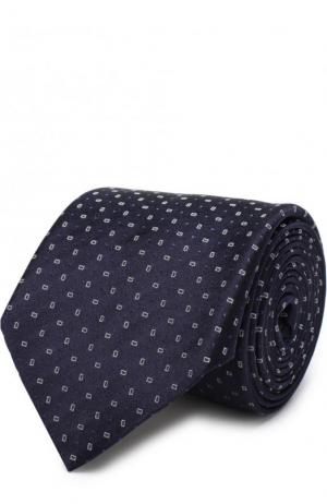Шелковый галстук с узором Emporio Armani. Цвет: темно-синий