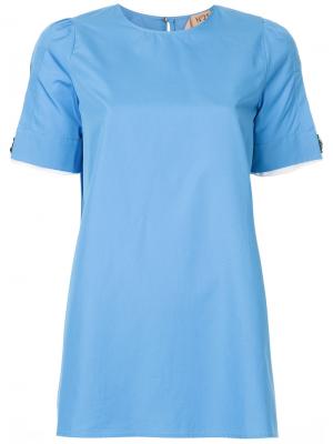 Блузка с разрезами на рукавах Nº21. Цвет: синий