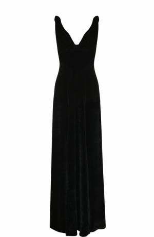 Приталенное бархатное платье-макси Dries Van Noten. Цвет: черный