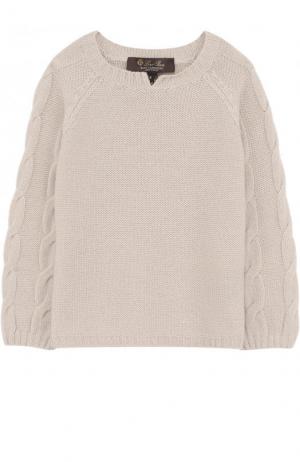 Кашемировый пуловер с фактурным узором Loro Piana. Цвет: серый